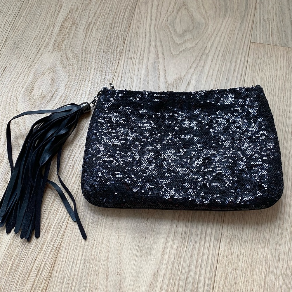 Eric Javits black sequin clutch